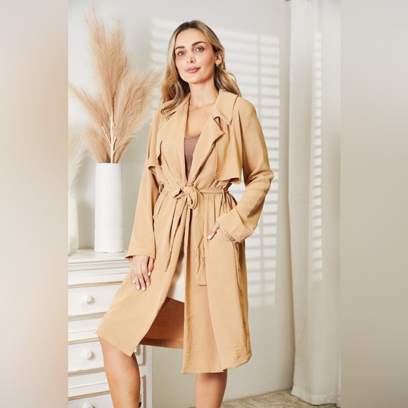 Culture Code Full Size Tied Trench Coat with Pockets - Picture 4 of 15